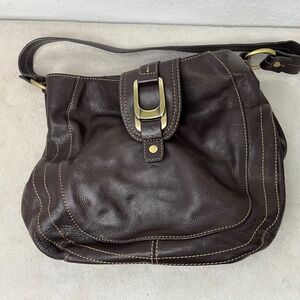 Genuine Brown Leather Vintage RELATIVITY Purse Sling Bag Shoulder